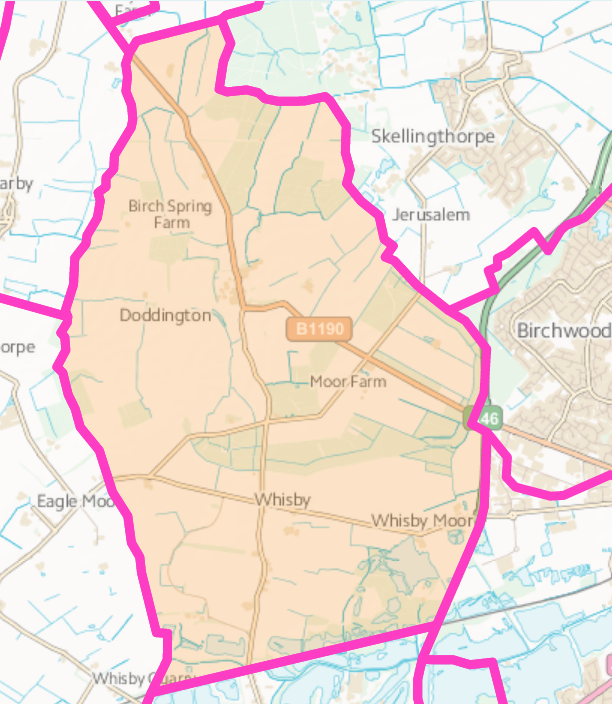 Map of Doddington and Whisby