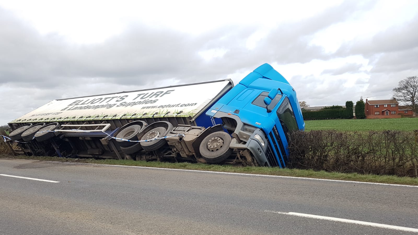 Lorry in verge